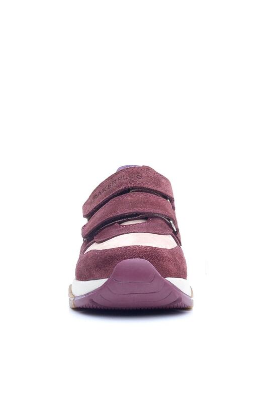 Rakerplus Hakiki Deri Bordo Pembe Metal Detaylı Kız Çocuk Sneakers Ayakkabı - 4