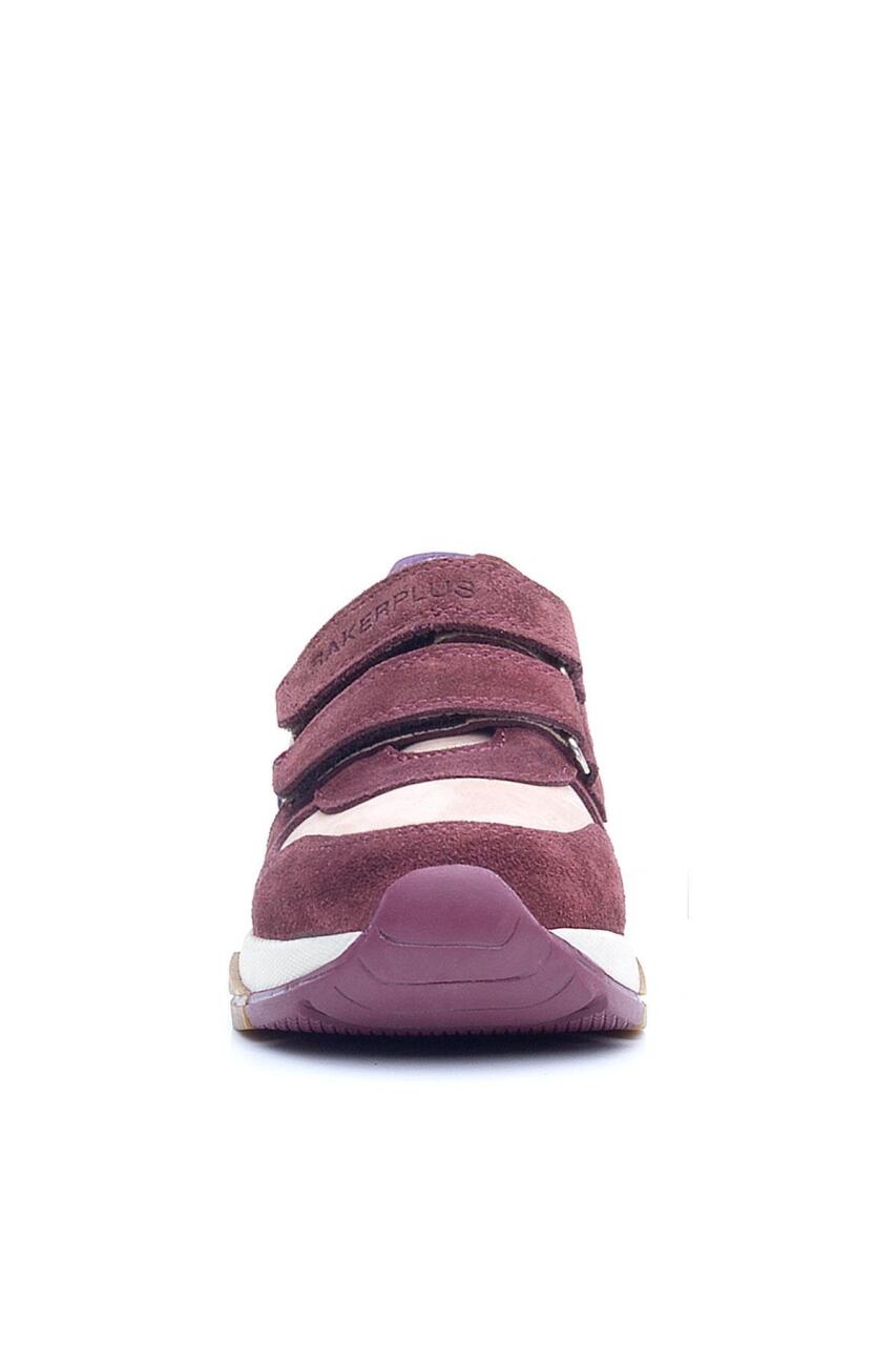 Rakerplus Hakiki Deri Bordo Pembe Metal Detaylı Kız Çocuk Sneakers Ayakkabı - 4
