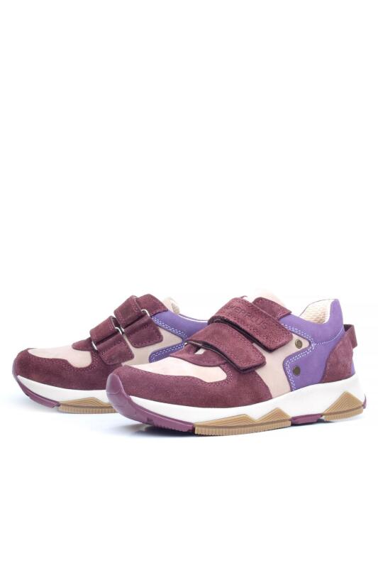 Rakerplus Hakiki Deri Bordo Pembe Metal Detaylı Kız Çocuk Sneakers Ayakkabı - 6