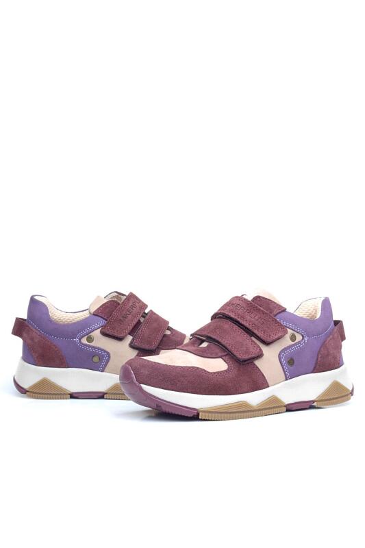 Rakerplus Hakiki Deri Bordo Pembe Metal Detaylı Kız Çocuk Sneakers Ayakkabı - 7