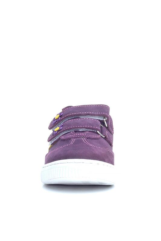 Rakerplus Hakiki Deri Mor Sarı Cırtlı Çiçek Detaylı Kız Çocuk Günlük Ayakkabı - 4