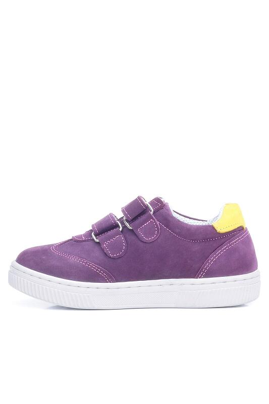 Rakerplus Hakiki Deri Mor Sarı Cırtlı Çiçek Detaylı Kız Çocuk Günlük Ayakkabı - 5