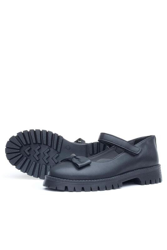 Rakerplus Siyah Mat Kalın Tabanlı Cırtlı Kız Çocuk Babet - 7