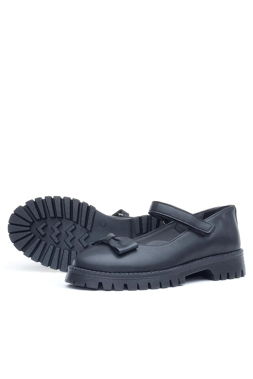 Rakerplus Siyah Mat Kalın Tabanlı Cırtlı Kız Çocuk Babet - 7