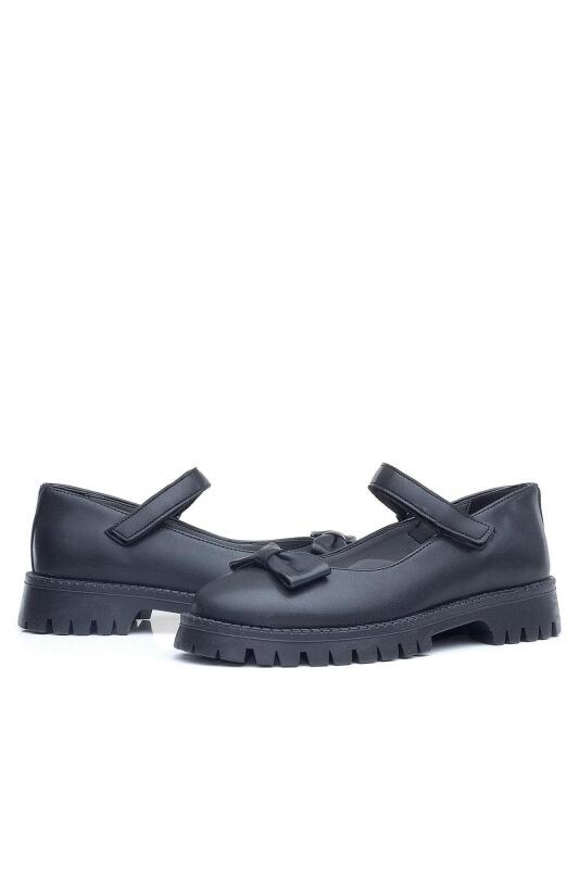 Rakerplus Siyah Mat Kalın Tabanlı Cırtlı Kız Çocuk Babet - 8