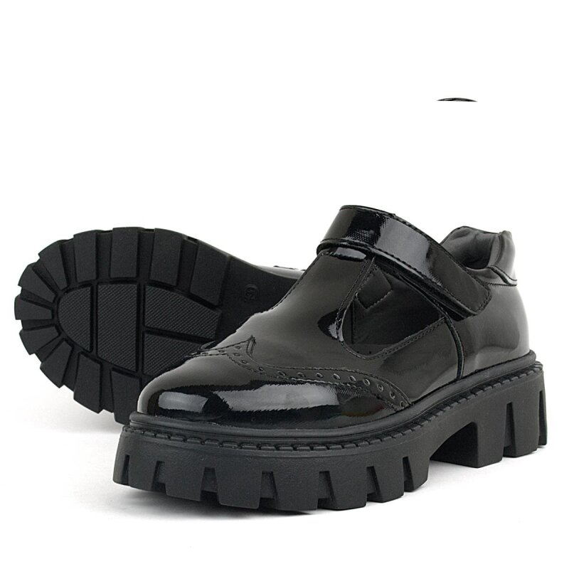 Rakerplus Siyah Rugan Cırtlı Kız Çocuk Okul Ayakkabı - 6