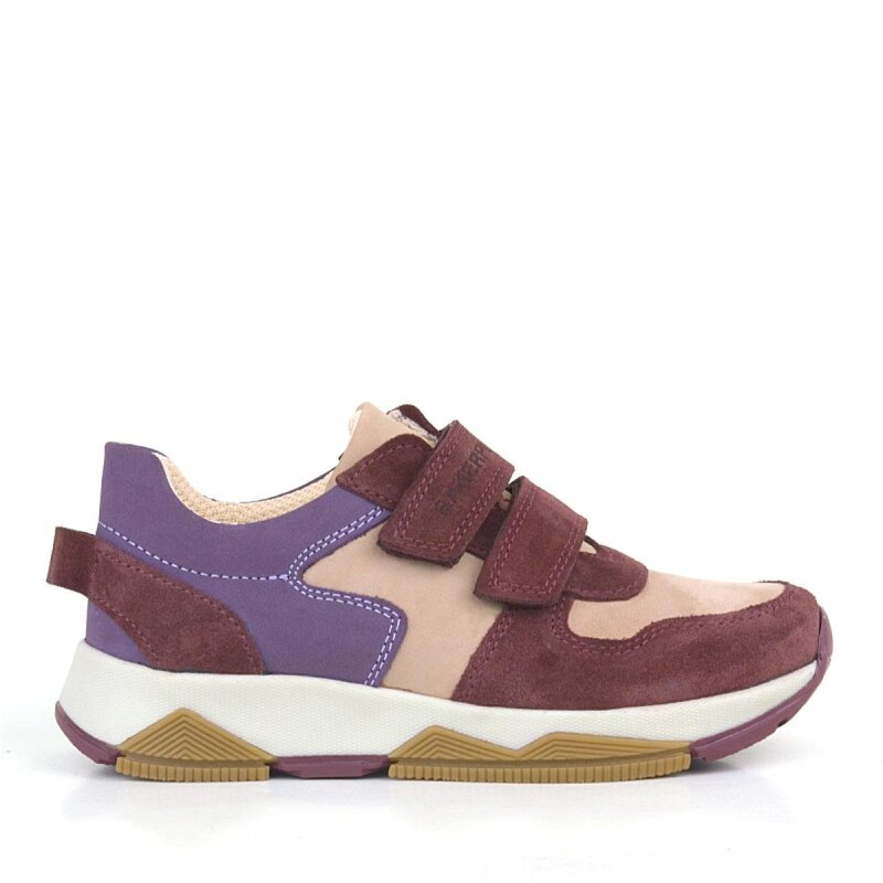 حذاء رياضي من الجلد الطبيعي للبنات من راكر بلاس، أحمر قاتم، مزود بشريط فيلكرو - 2