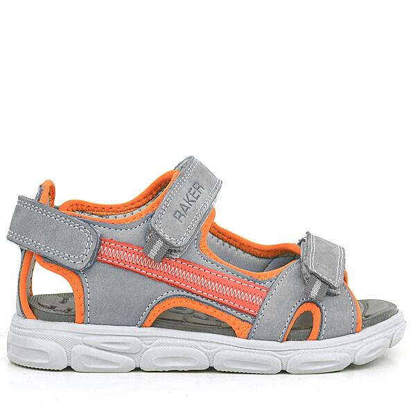 Genuine Leather Grey Orange Kids' Sandals - Rakerplus