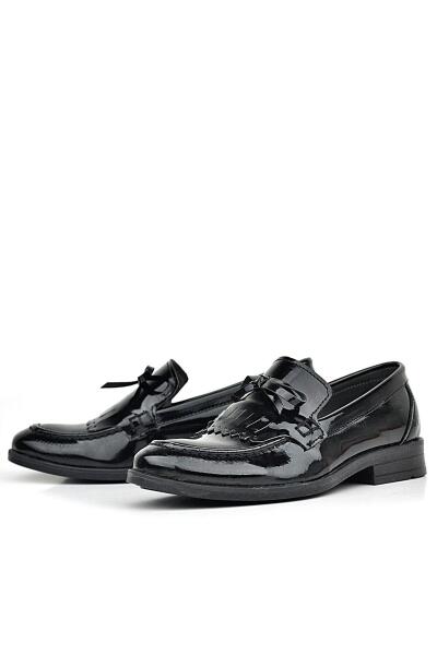 Rakerplus Siyah Rugan Kız Çocuk Sivri Burunlu Loafer Ayakkabı - 3