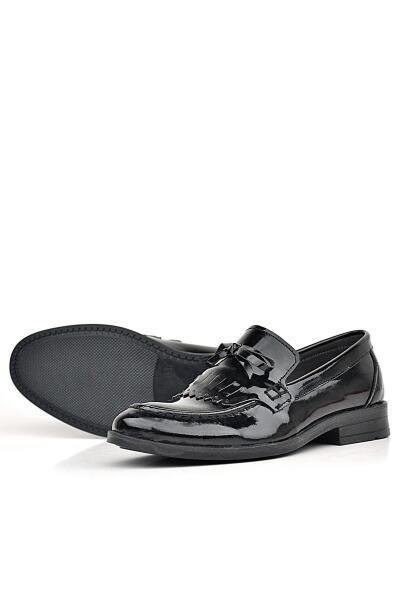 Rakerplus Siyah Rugan Kız Çocuk Sivri Burunlu Loafer Ayakkabı - 4
