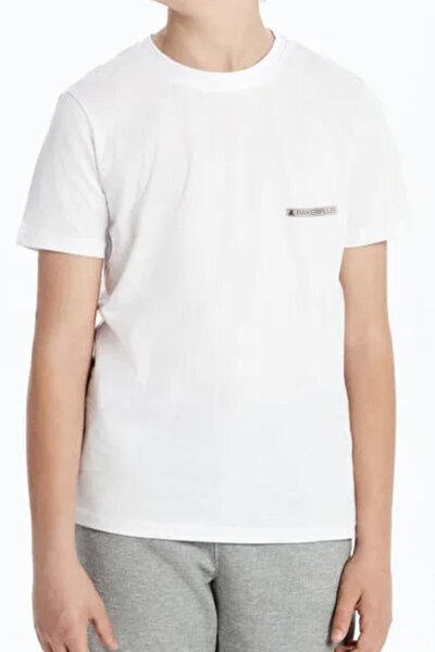 Rakerplus Beyaz %100 Pamuk Unisex Kısa Kollu Çocuk Tişört - Rakerplus