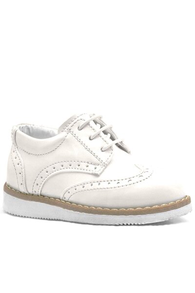 Rakerplus Cream Patent Leather Lace-Up Classic Baby Boy Shoes - Rakerplus