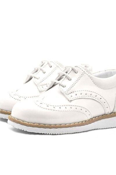 Rakerplus Krem Rugan Bağcıklı Erkek Bebek Klasik Ayakkabı - 5