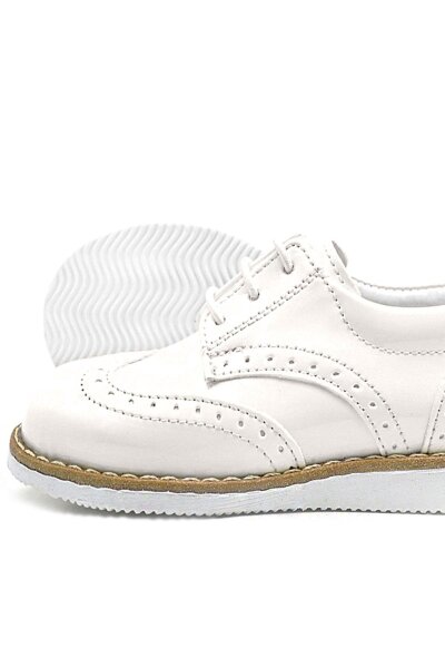 Rakerplus Krem Rugan Bağcıklı Erkek Bebek Klasik Ayakkabı - 6