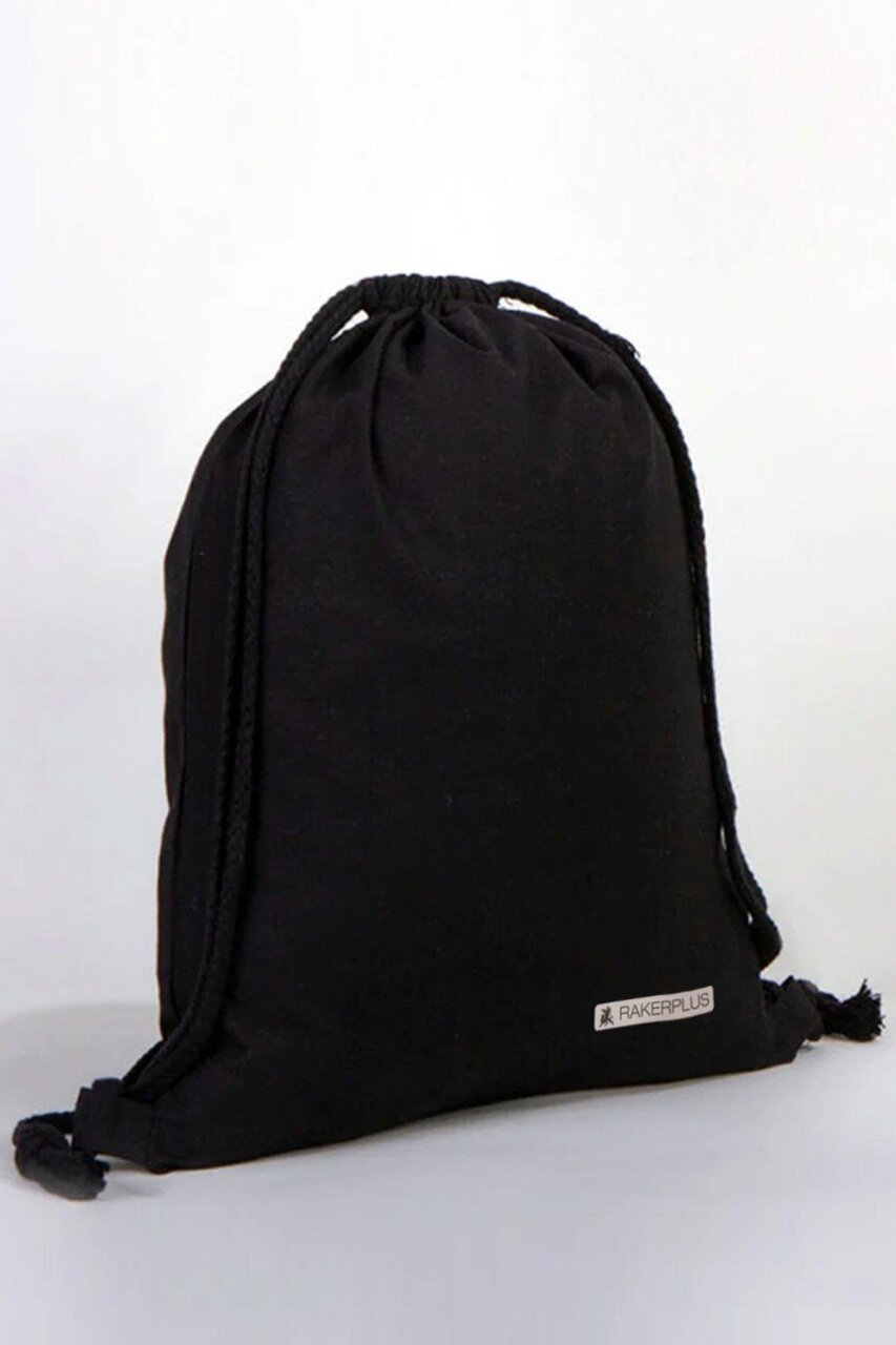 Rakerplus Siyah 35x40 cm Unisex Ham Bez Büzgülü Sırt Ayakkabı Çantası - 1