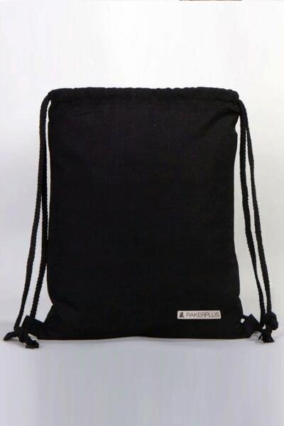 Rakerplus Siyah 35x40 cm Unisex Ham Bez Büzgülü Sırt Ayakkabı Çantası - 2