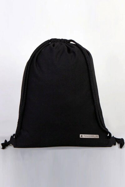 Rakerplus Siyah 35x40 cm Unisex Ham Bez Büzgülü Sırt Ayakkabı Çantası - 3
