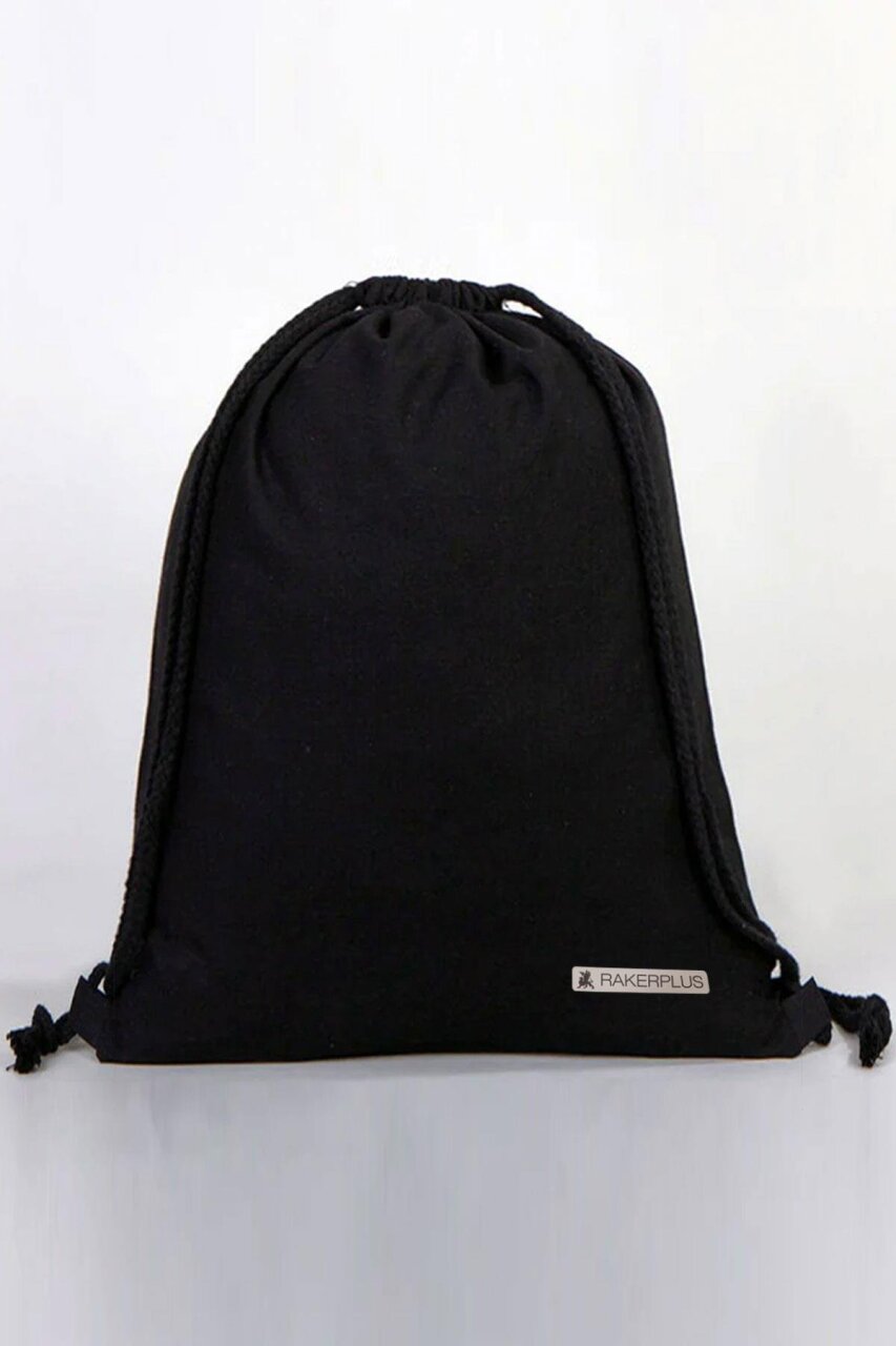 Rakerplus Siyah 35x40 cm Unisex Ham Bez Büzgülü Sırt Ayakkabı Çantası - 3