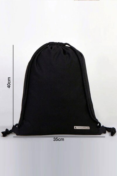 Rakerplus Siyah 35x40 cm Unisex Ham Bez Büzgülü Sırt Ayakkabı Çantası - 4