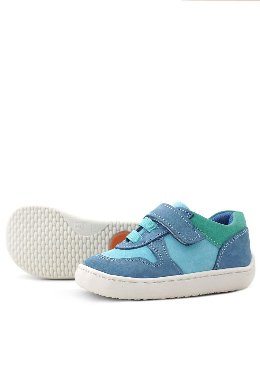 حذاء رياضي للأطفال من راكر بلس بوب مصنوع من الجلد الطبيعي باللون الأزرق والأخضر مزود بشريط فيلكرو مطاطي - 7