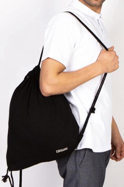 Rakerplus Siyah 35x40 cm Unisex Ham Bez Büzgülü Sırt Ayakkabı Çantası - 7