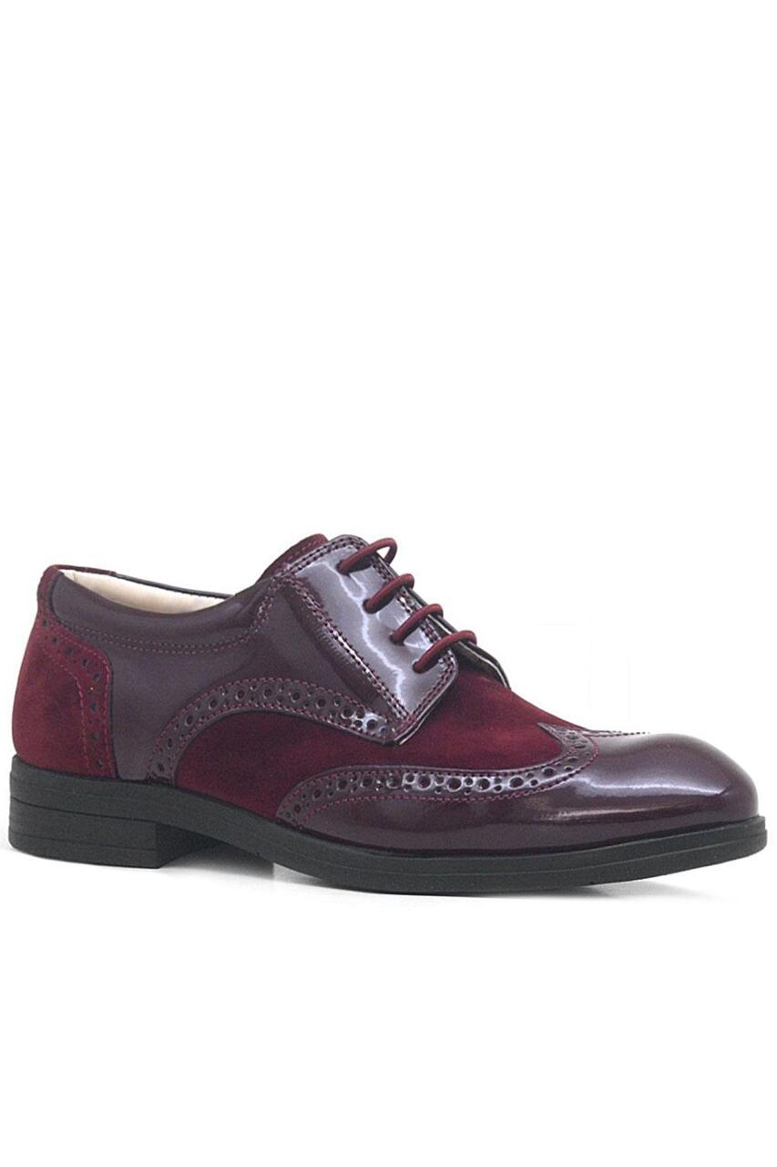 Rakerplus Titan Bordo Rugan Nubuk Bağcıklı Klasik Erkek Çocuk Ayakkabı - 2