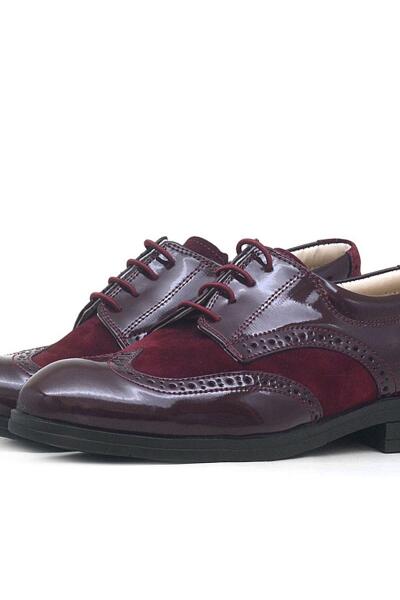 Rakerplus Titan Bordo Rugan Nubuk Bağcıklı Klasik Erkek Çocuk Ayakkabı - 6