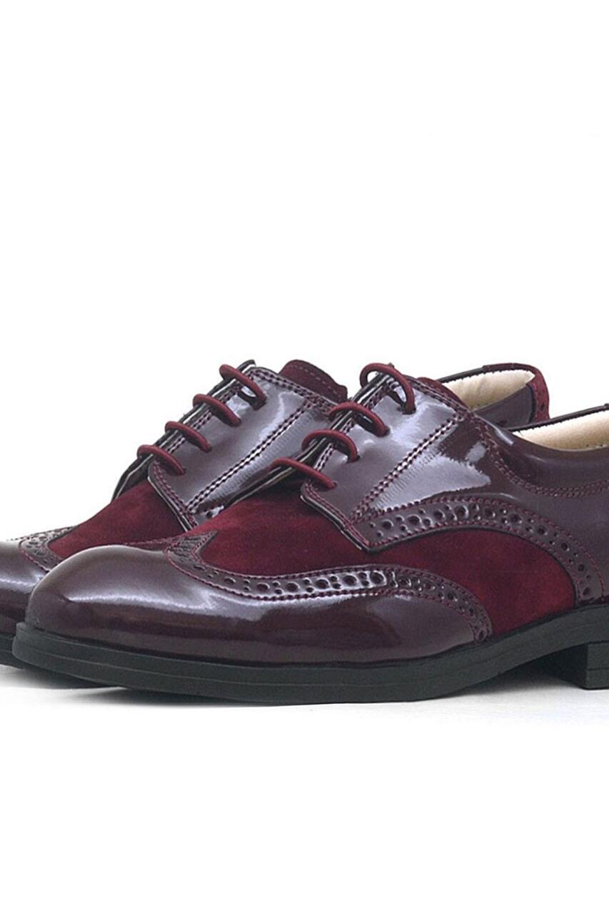 Rakerplus Titan Bordo Rugan Nubuk Bağcıklı Klasik Erkek Çocuk Ayakkabı - 6