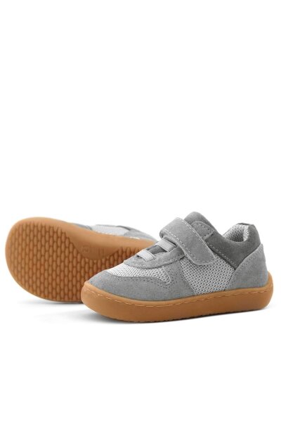 حذاء رياضي للأطفال من راكر بلاس بوب مصنوع من الجلد الطبيعي باللون الرمادي مع شريط فيلكرو مطاطي - 7