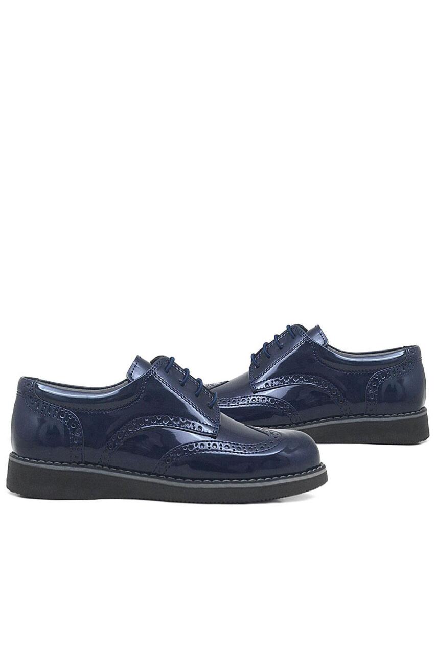 حذاء رياضي يومي من الجلد اللامع باللون الأزرق الداكن للأولاد من راكر بلاس للمدارس الابتدائية - 7