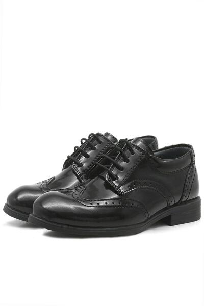 Rakerplus Titan Hakiki Deri Siyah Rugan Klasik Erkek Çocuk Ayakkabı - 4