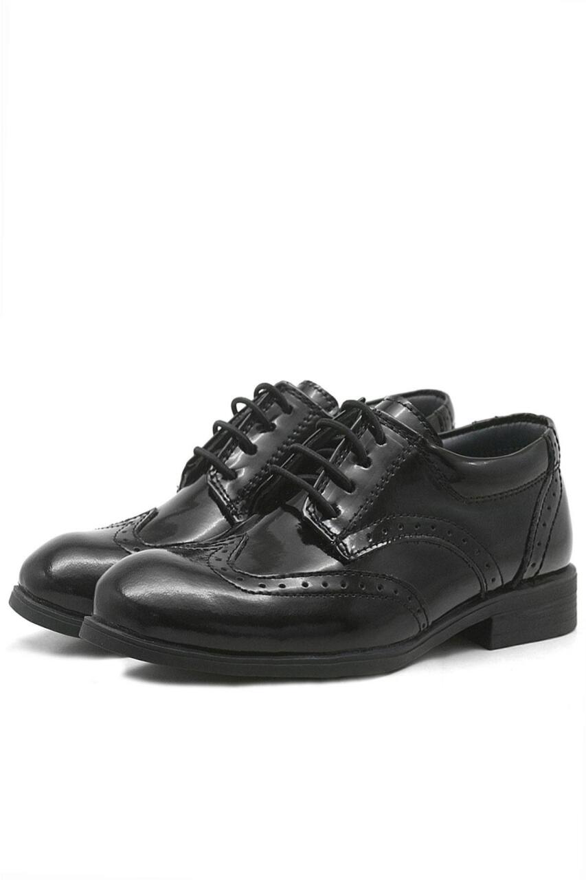 Rakerplus Titan Hakiki Deri Siyah Rugan Klasik Erkek Çocuk Ayakkabı - 4