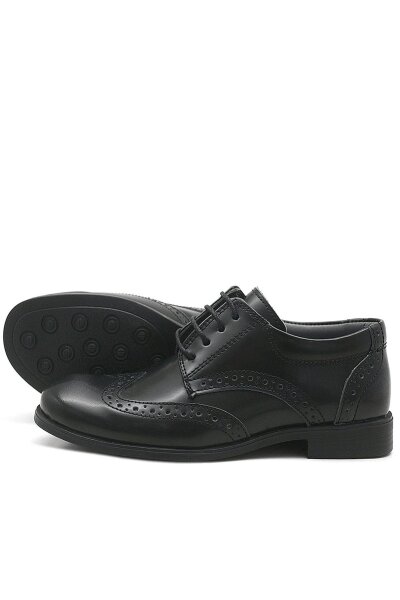 Rakerplus Titan Hakiki Deri Siyah Rugan Klasik Erkek Çocuk Ayakkabı - 5