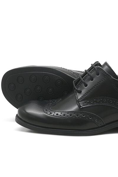 Rakerplus Titan Hakiki Deri Siyah Rugan Klasik Erkek Çocuk Ayakkabı - 6