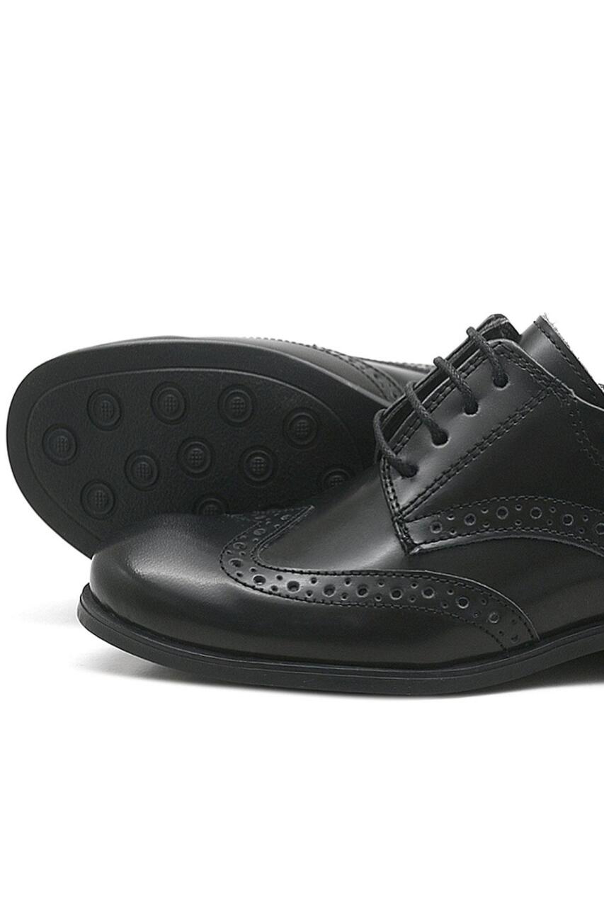 Rakerplus Titan Hakiki Deri Siyah Rugan Klasik Erkek Çocuk Ayakkabı - 6