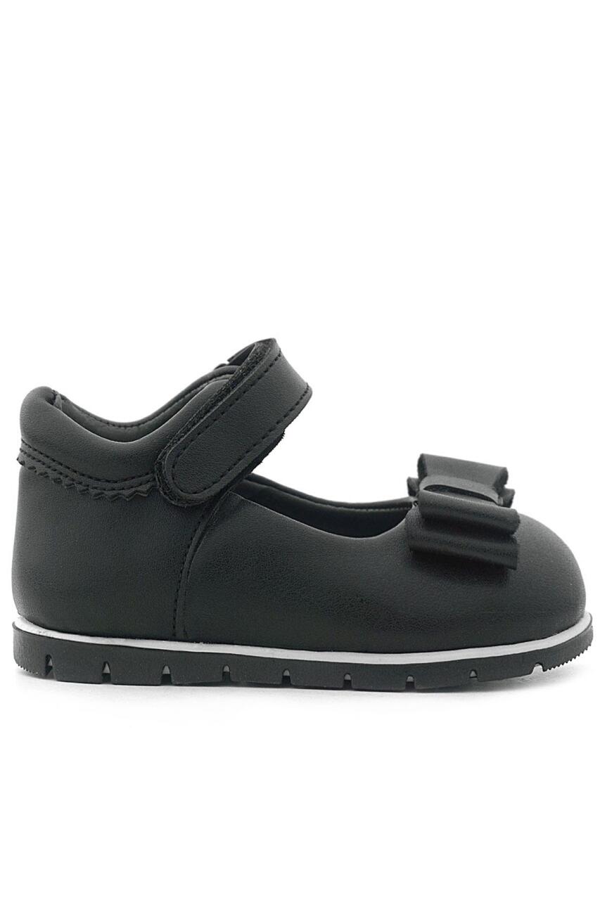 Rakerplus Siyah Mat Fiyonklu Kız Bebek Babet Ayakkabı - 3