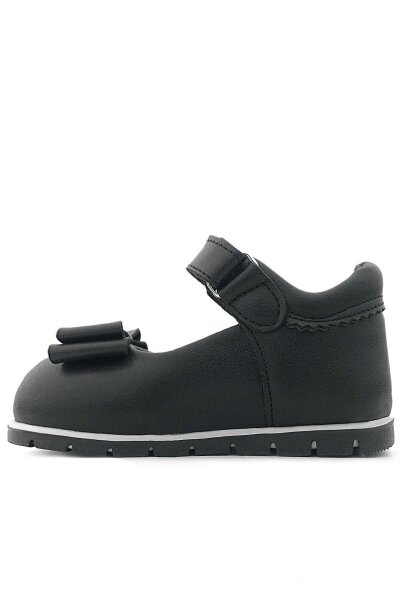 Rakerplus Siyah Mat Fiyonklu Kız Bebek Babet Ayakkabı - 5