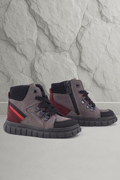 Rakerplus Genuine Leather Grey Black Zippered Baby Boy Boots - Rakerplus