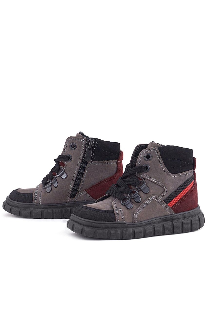 Rakerplus Hakiki Deri Gri Siyah Fermuarlı Erkek Bebek Bot - 7