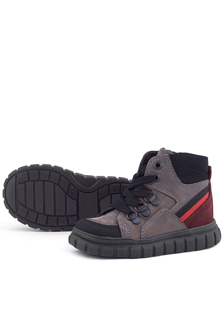 Rakerplus Hakiki Deri Gri Siyah Fermuarlı Erkek Bebek Bot - 8