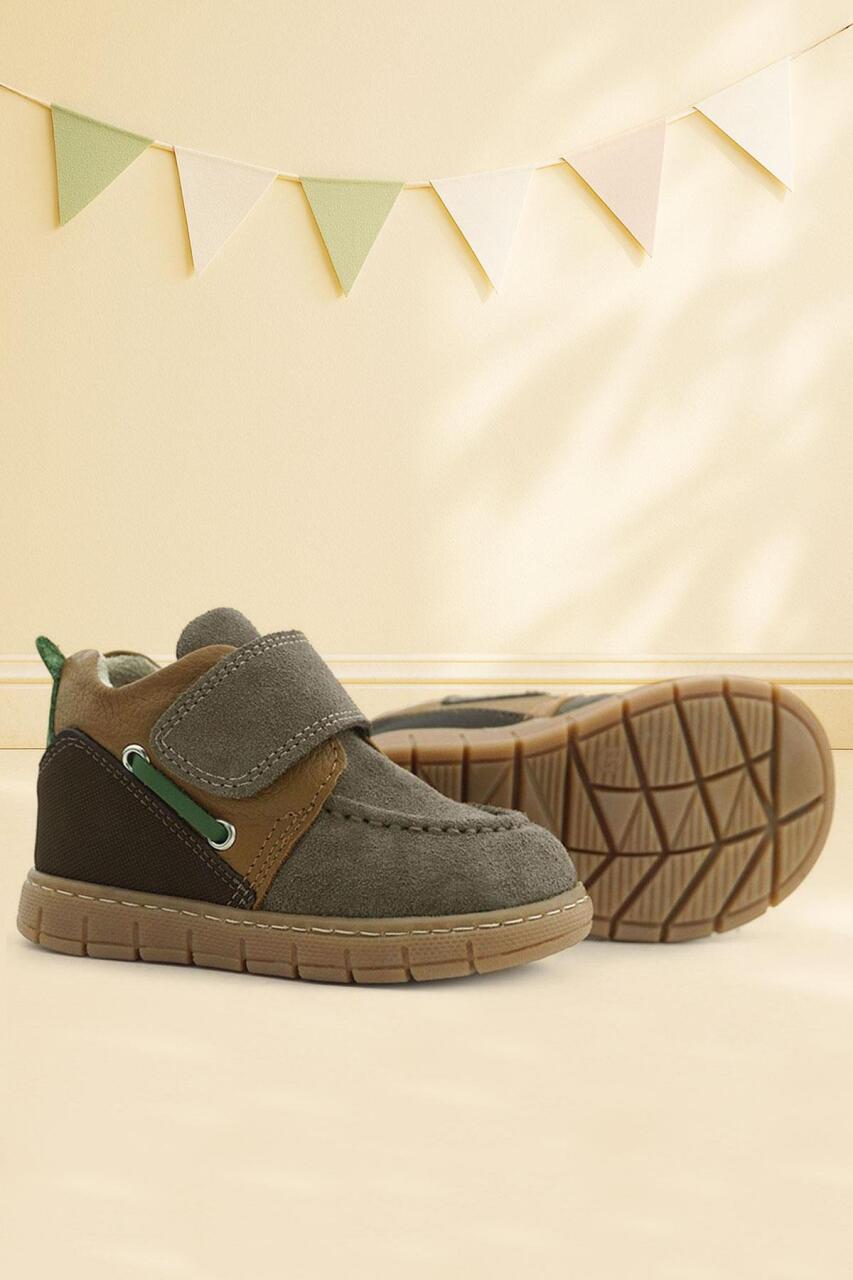 Rakerplus Hakiki Deri Kum Kahve Cırt Cırtlı Bebek Bot - 1