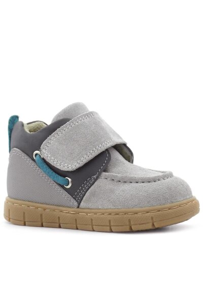 Rakerplus Hakiki Deri Açık Gri Mavi Cırt Cırtlı Bebek Bot - 2