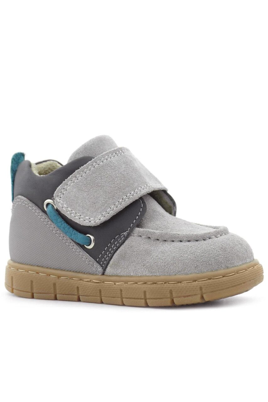 Rakerplus Hakiki Deri Açık Gri Mavi Cırt Cırtlı Bebek Bot - 2