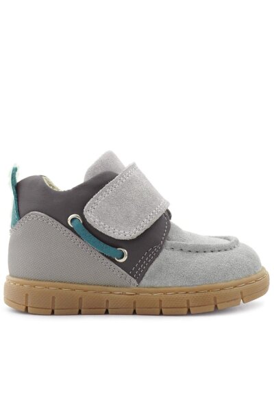Rakerplus Hakiki Deri Açık Gri Mavi Cırt Cırtlı Bebek Bot - 3
