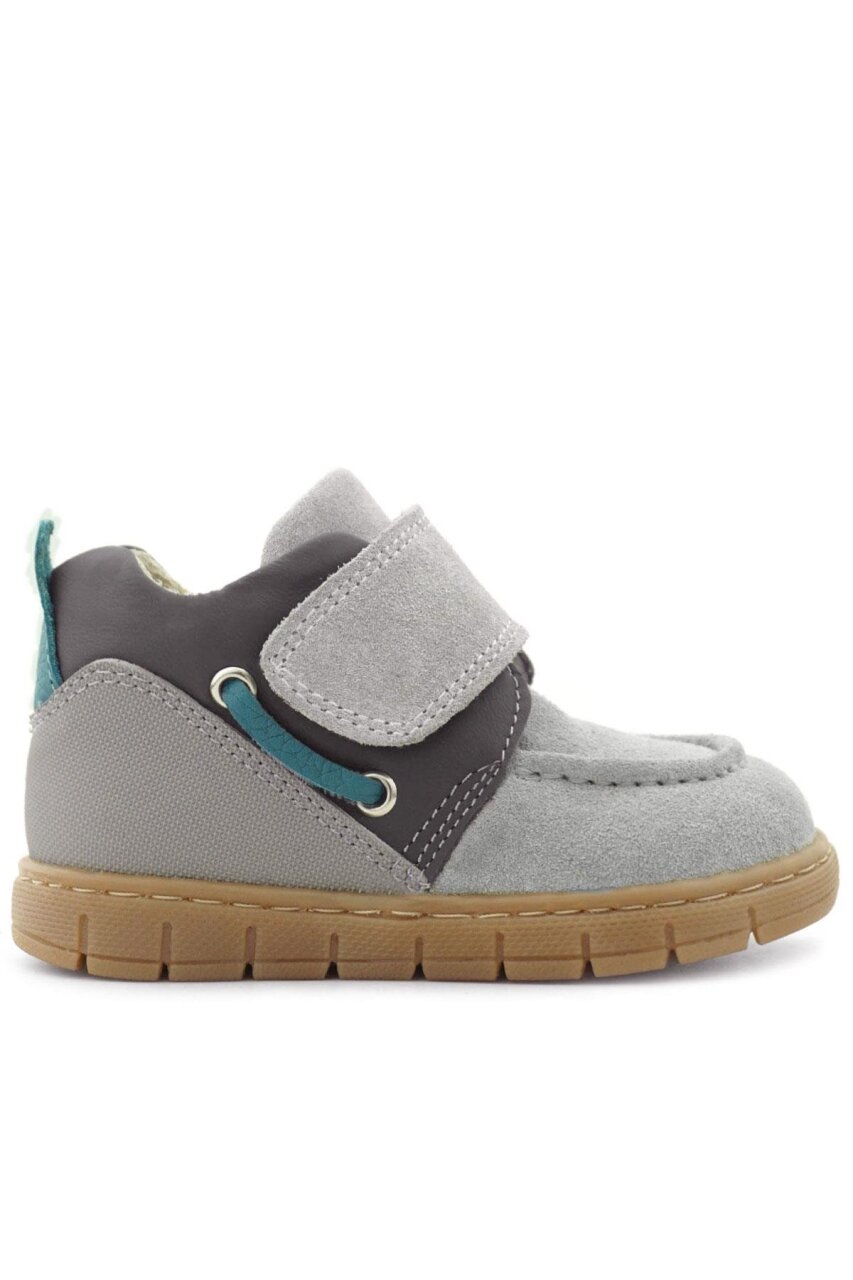 Rakerplus Hakiki Deri Açık Gri Mavi Cırt Cırtlı Bebek Bot - 3