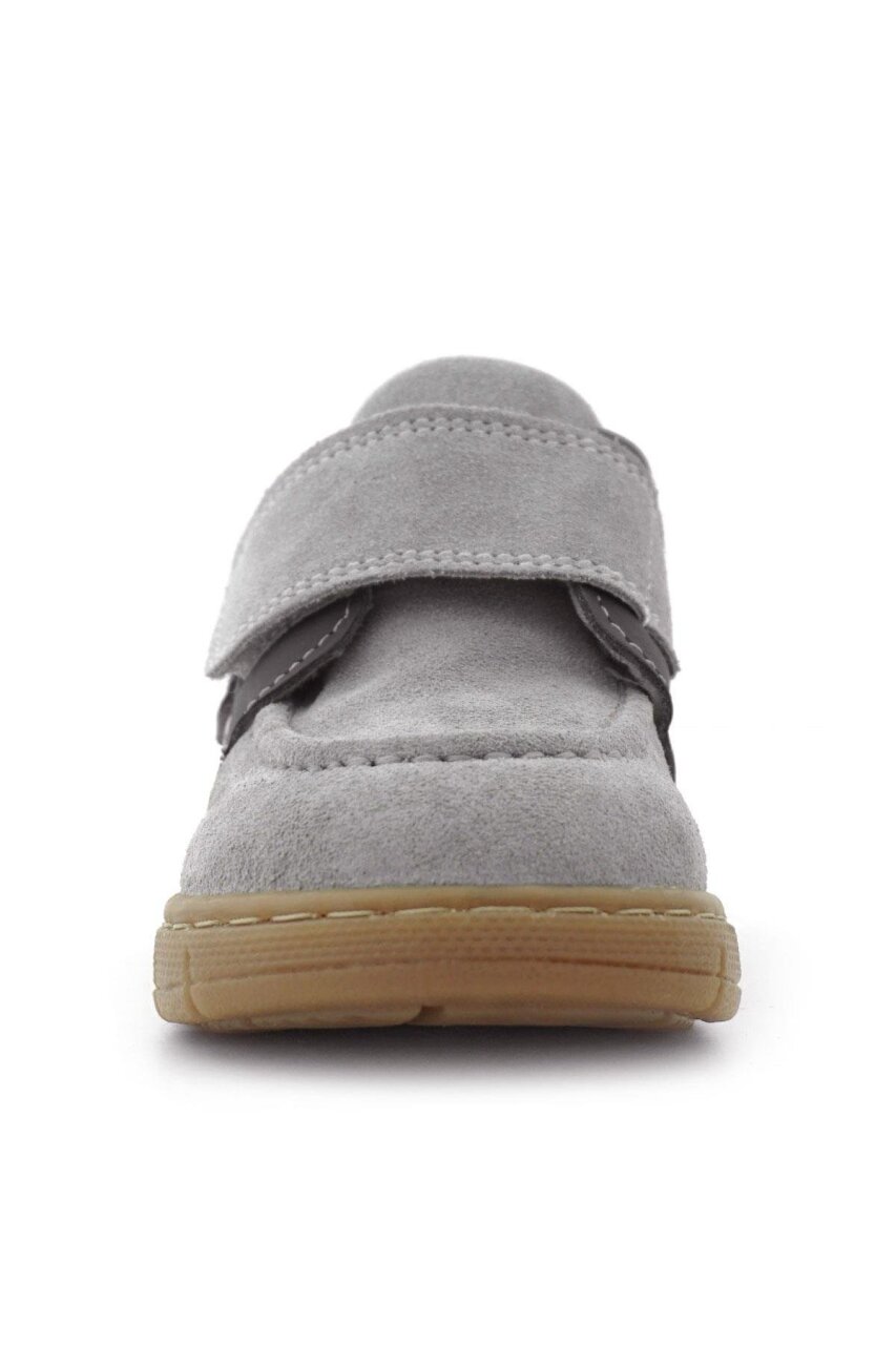 Rakerplus Hakiki Deri Açık Gri Mavi Cırt Cırtlı Bebek Bot - 4