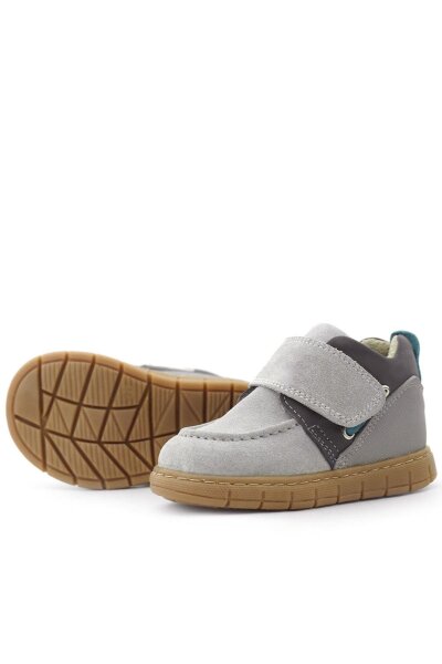 Rakerplus Hakiki Deri Açık Gri Mavi Cırt Cırtlı Bebek Bot - 7