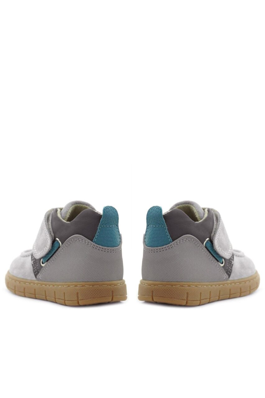 Rakerplus Hakiki Deri Açık Gri Mavi Cırt Cırtlı Bebek Bot - 9