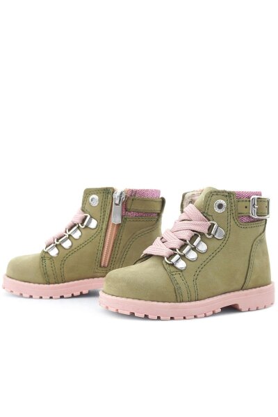 Rakerplus Griffon Hakiki Deri Yeşil Simli Fermuarlı Kışlık Kız Bebek Bot - 6