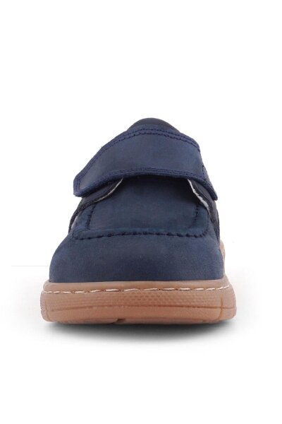 حذاء أطفال من الجلد الطبيعي من راكر بلس، أزرق داكن، أخضر، مع شريط فيلكرو - 38